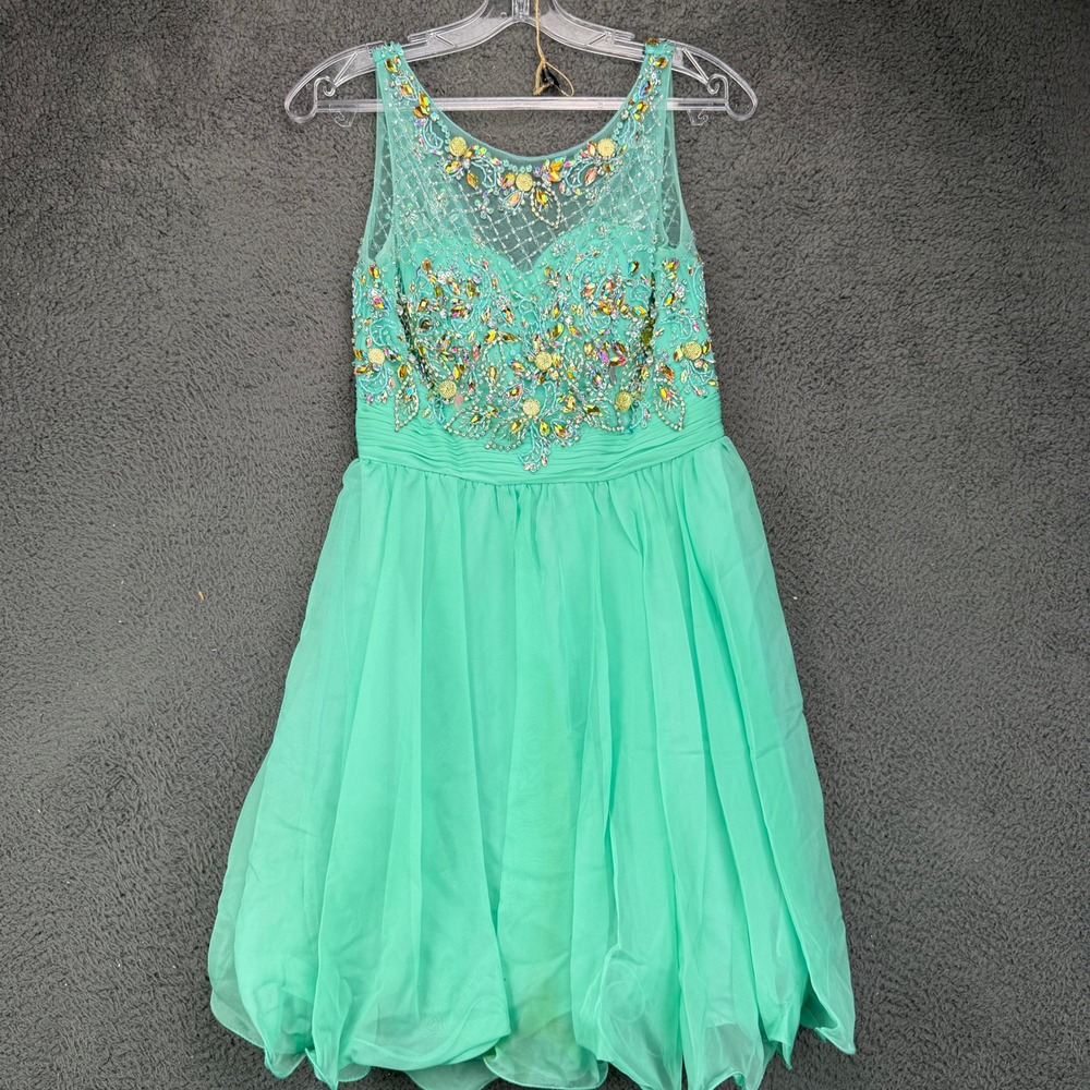 Dancing Queen USA Mint Green Beaded Homecoming Dress Womens Small‎ Short Prom